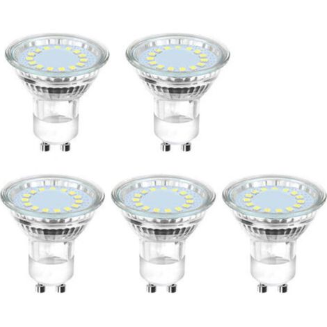 Ampoule LED GU10, 6500K, 4W, équivalent 50W lampe halogène, 450LM, Ampoule LED Spot Culot GU10, Non-dimmable, 230V, 110° Larges Faisceaux, Lot de 5