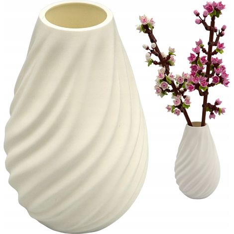Lego-Vase für Blumen, künstliches Gras, dekorativ, modern, weiß, 14 cm (1/5)