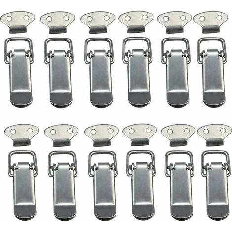 Lot de 12 loquets à ressort en acier inox – Fermeture à levier – Pour coffrets, boîtes et armoires (1/4)