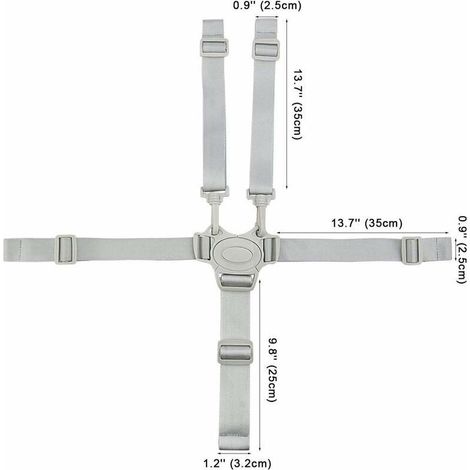Cintura di sicurezza regolabile a 5 punti per seggiolone, cinghie di sostituzione moda e comfort, adatto per seggioloni alti. (1/2)