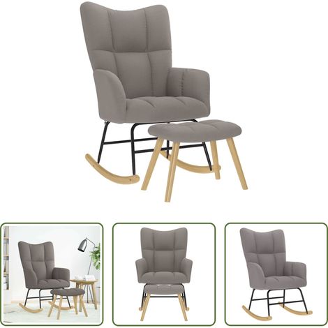 Fußhocker - Schaukelstuhl mit Fußhocker Taupe Stoff (1/5)