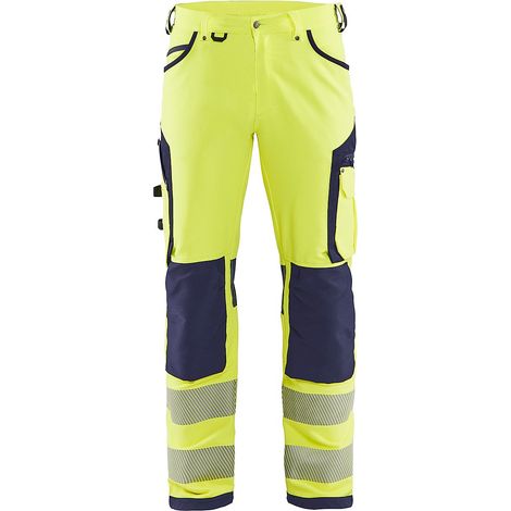 Pantalon de travail stretch haute visibilité 4D 1197 - Marine/Jaune 2XL - FR(52) - SE(C58) - Courtes