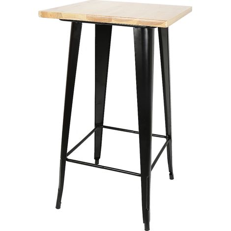 Table haute mange debout bar bistrot noir 110 cm pinède et acier - Noir (1/5)