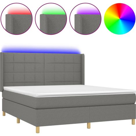 Maison Exclusive - Cama box spring colchón y luces LED tela gris