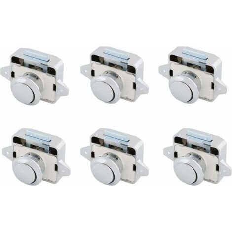 Verrouillage par poussée, verrouillage de meubles, verrouillage à bouton-poussoir, verrouillage à bouton-poussoir avec poignée en alliage de zinc pour camping-car, bateau, yacht, camping, 6 pièc (1/4)