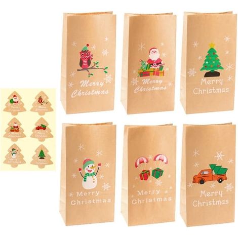 Lot de 6 sacs en papier kraft « Joyeux Noël » (1/5)