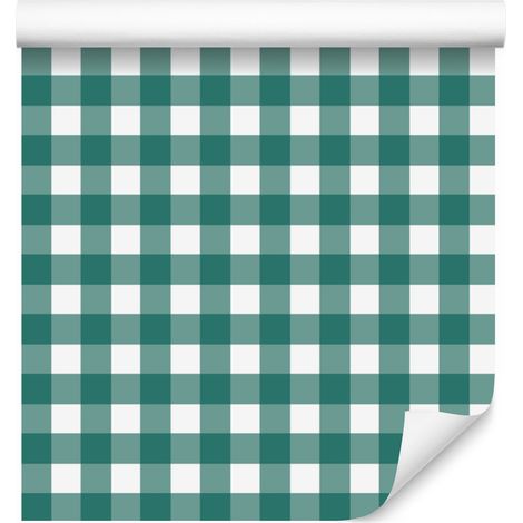 Bunte, karierte Retro-Tapete in Meerblau und Weiß für Wohn- und Schlafzimmer, 50 x 1000 cm (1/5)