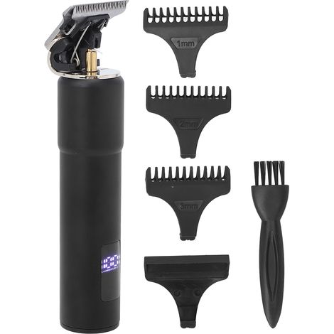 Tondeuse à cheveux électrique professionnelle sans fil rechargeable avec écran LCD pour hommes (noir) (1/5)