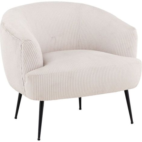 Fauteuil en Velours Côtelé "Derry" 79cm Beige (1/5)
