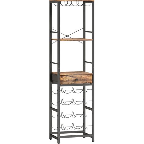 Etagère Bar Tamsin Range Bouteilles Verres Tiroir Industriel Brun Noir 120 cm