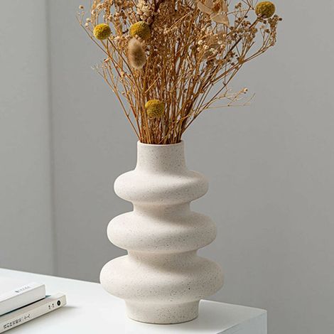 Ceramic White Vases Decorative Vases Porcelain Flower Vase Tabletop Vase for Pampas Grass Dried Flowers Modern Vases for Table Decoration Wedding Gift Tulip Vase Office Living Room 22cm (1/5)