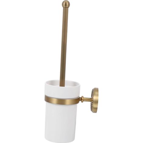 Copper and Brass Toilet Brush Holder Light Color Ceramic Cup