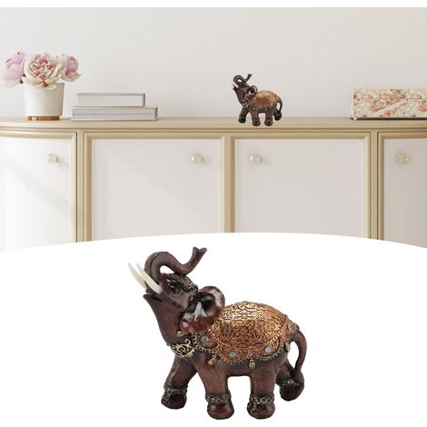 Figurine Feng Shui Éléphant Fortune Résine Décor Maison Cadeau Nouvelle Maison Salon Brown L (1/5)