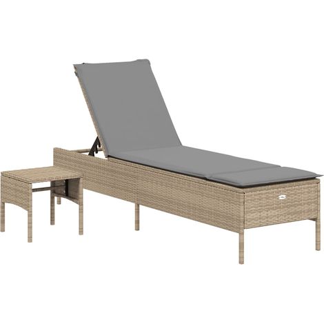 Maison Exclusive - Sonnenliege mit Tisch und Auflage Beige Poly R