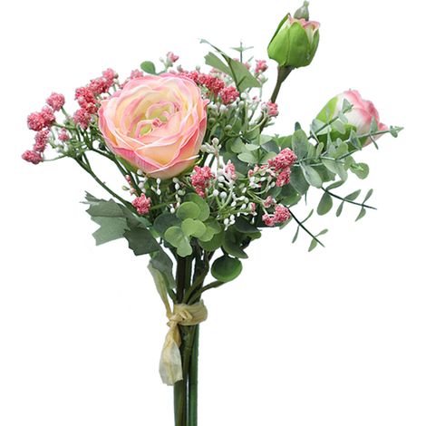 Tissu de fleurs en soie rose réaliste, doux au toucher, Bouquet artificiel mixte pour ajouter de l'élégance, pour photographie de mariage en plein air (1/5)