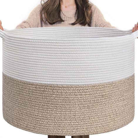 1 Panier Rangement Coton Tressé, Poignée, Pliable, Jouets Couvertures, Chambre Salon (1/5)