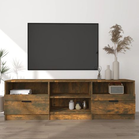 Meuble TV, Banc TV, Support pour Téléviseur, Meuble de Salon Chêne fumé 150x33,5x45 cm Bois d'ingénierie YHJ63644 (1/5)