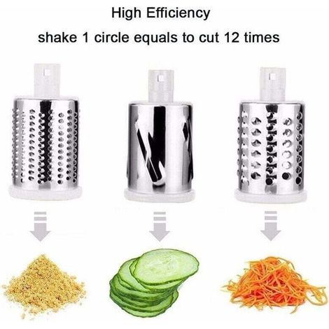 Râpe à Légumes avec 3 Lames de Tambour, Râpe Cuisine pour Une Coupe Plus Facile, Trancheuse à Légumes pour Le Fromage, Le Concombre, la Carotte, Les Noix
