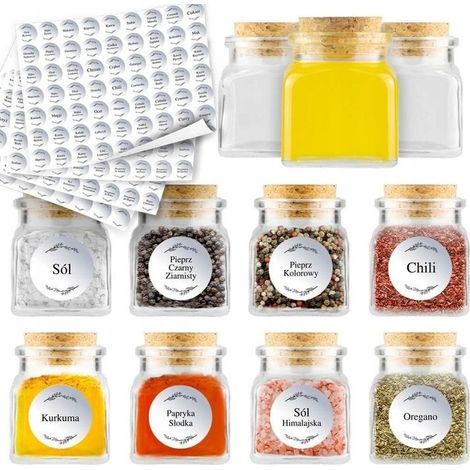 20 barattoli per spezie, erbe aromatiche, candele, barattoli da 120 ml + 252 adesivi bianchi (1/3)