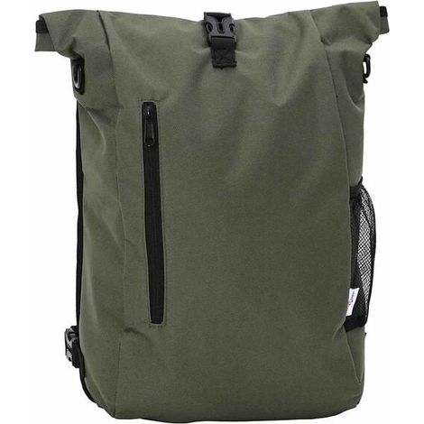 Sacoche de vélo vert olive, dimensions : 31 x 13 x 58 cm, matière : polyester. (1/5)