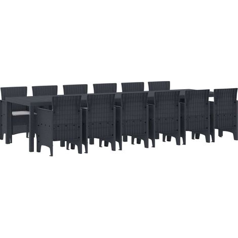 Garten Essgruppe 13 pcs Anthrazit Polt Rattan (1/5)