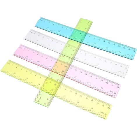 Ensemble de 5 règles mesure en plastique colorées, outil dessin à (1/5)