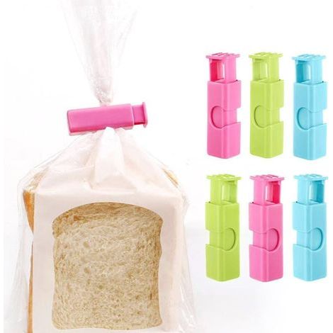 Set mit 12 Brottütenclips, Beutelclips, Bagelclips, rutschfeste Griffe, leicht zu drücken und zu verriegeln, verschiedene Farben (1/4)