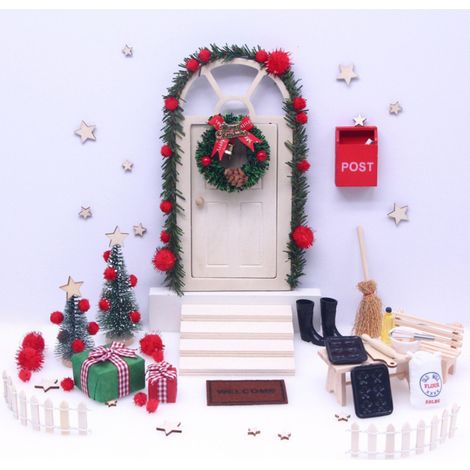 Set de 27 accessoires porte du Père Noël bois, portes féeriques, boîtes aux lettres miniatures (1/5)