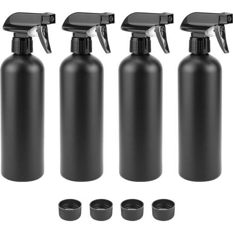4 Pcs Vaporisateur de 500 ml, bouteille spray vide, noir, pour la coiffure, le soin des plantes à fleurs, le nettoyage (1/5)