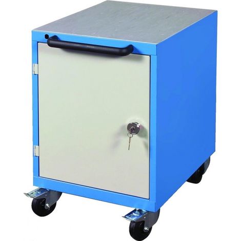 PROVOST - Coffre mobile à porte en acier bleu - Rangement jusqu'à 250 kg (1/2)