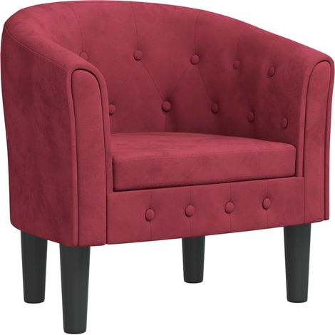 vidaXL Poltrona Cabriolet Rosso Vino in Velluto (1/5)
