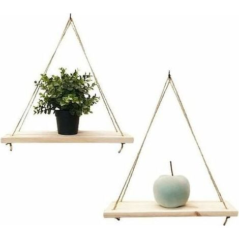 Juego de 2 estantes de pared hechos de madera reciclada – Dimensiones 35 cm x 14 cm – Gancho de montaje incluido – Hecho a mano (1/5)