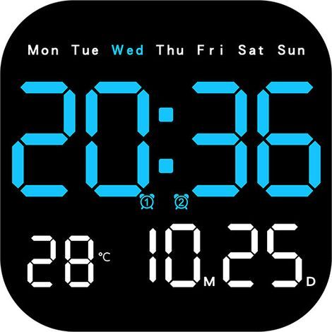 Multifunktionale LED-Uhr für das Wohnzimmer, moderne Wanduhr, Standuhr, multifunktionaler Wecker – Blau (1/5)