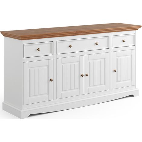 Sideboard 167cm, Massivholz in weiß mit Eiche Optik BORMIO-163 (1/5)