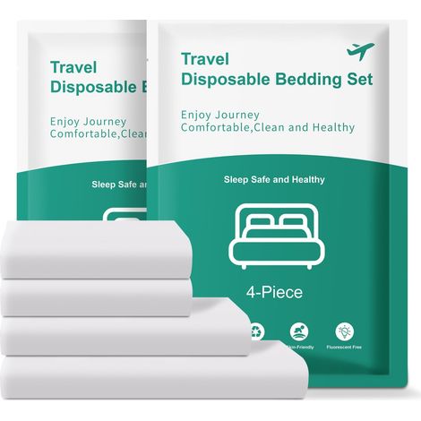 Set mit 4 Einweg-Bettbezügen und Kissenbezügen, ideal für Reisen und Hotelaufenthalte (Set mit 2 Stück). (1/5)