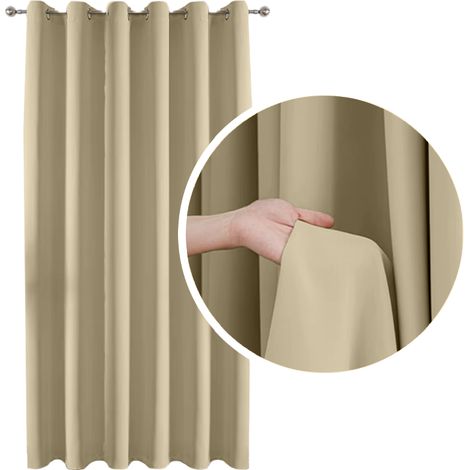 Tenda oscurante con anelli e occhielli, spessore 90%, colore CREMA 140x250