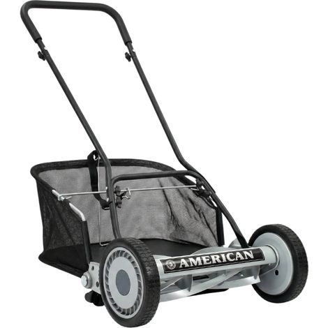 VENTEO Pack Tondeuse Hélicoïdale Manuelle 45cm 5 lames et du Bac 45 à 50cm Tondeuse Manuelle Coupe Sans Électricité Tondeuse a Gazon et Bac Amovible Réglage Hauteur