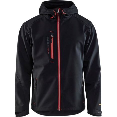 Giacca da lavoro softshell con cappuccio 4949 - Nero/Rosso 4XL (1/5)