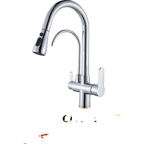 Grifo de fregadero de cocina, doble manija, para encimera, cromado A (1/2)