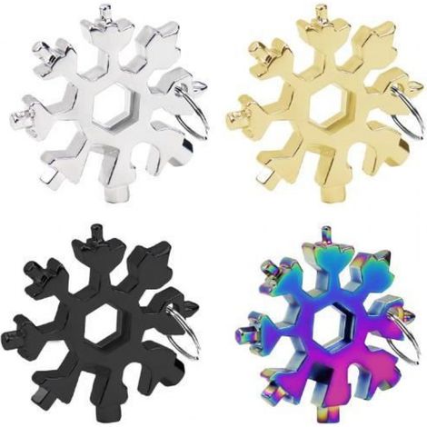 Outil Multifonction Flocon de Neige 18 en 1,4 Pack Outil Flocon de Neige,Clé à Flocon de Neige En Acier Inoxydable,Cadeau Homme (1/4)