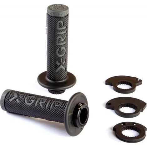 X-Grip Braaaap Lock-On Griffe Grau mit Gasgriffadaptern für Motorräder