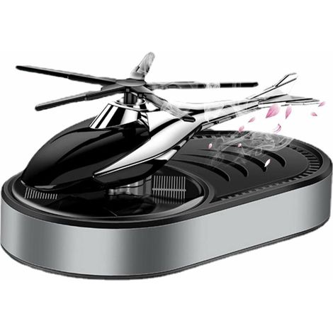 Difusor de fragancias para coche con energía solar - difusor de aromaterapia giratorio con diseño de helicóptero para aceites esenciales, adorno giratorio para difusor de fragancias de coche, plateado