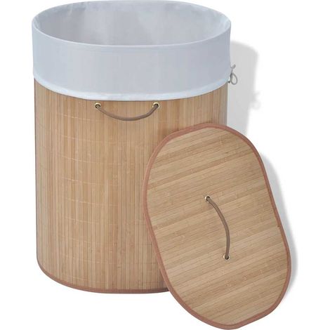 Maison Exclusive - Bambus-Wäschekorb Oval Natur (1/5)