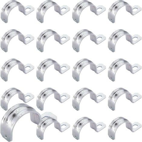 20 Pièces Colliers de Serrage, Colliers de Serrage en U, U Fixation, pour fixer des câbles, des tuyaux en caoutchouc, des conduites de gaz, des tuyaux d'évacuation des eaux pluviales (1") (1/5)