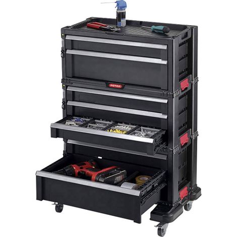 [GEBRAUCHT] B-Ware Keter Werkstattwagen schwarz 7 Schubladen Werkzeugwagen Handwerkzeug 60x38x83cm