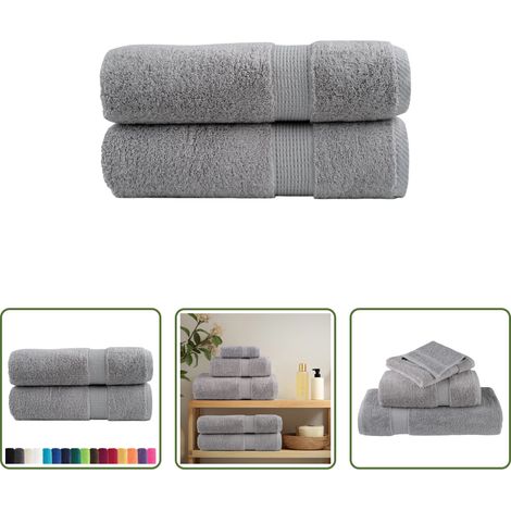 Baumwolle - Premium Badetücher SOLUND 2 Stk. Grau 100x150 cm 600 g/m² (1/5)