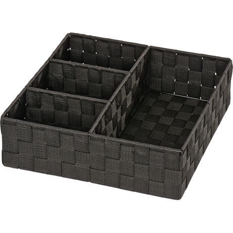 WENKO Organizer Adria Schwarz 4 Fächer, Schwarz, Polypropylen schwarz, lackiertes Metall (1/5)