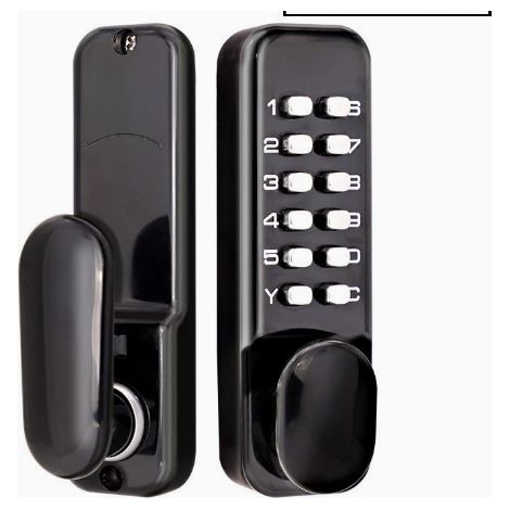 Serrure numérique à code simple pour porte coulissante, sans clé (noire) (1/4)