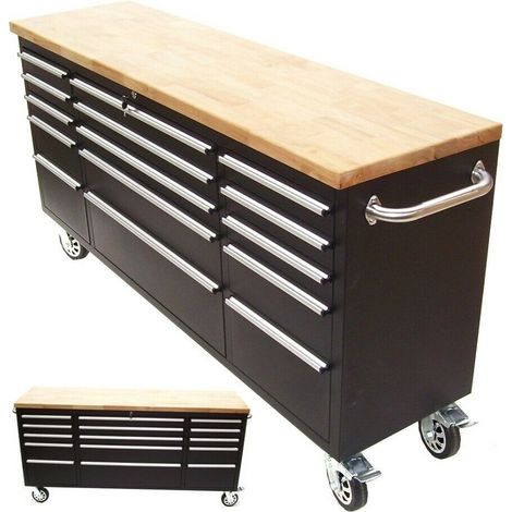 Werkstattwagen Werkbank 66061 Werkzeugwagen XXL 15 Schubladen Werktisch fahrbar