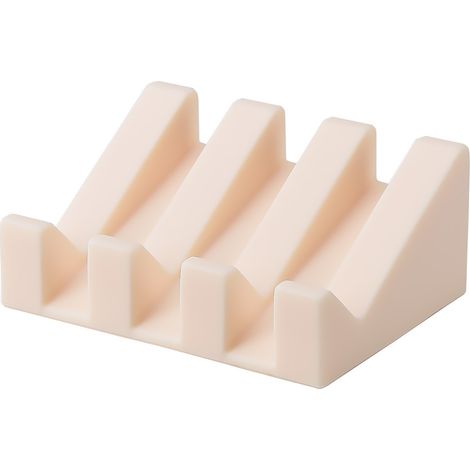 Porte-savon en silicone, blanc ivoire, séchage rapide, design incliné pour salle de bain (1/5)